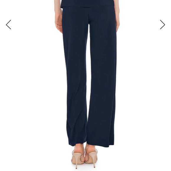 Norma Kamali High-Waist Straight Leg Pant in Midnight Blue - Picture 2 of 12